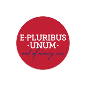 e pluribus unum round bumper sticker