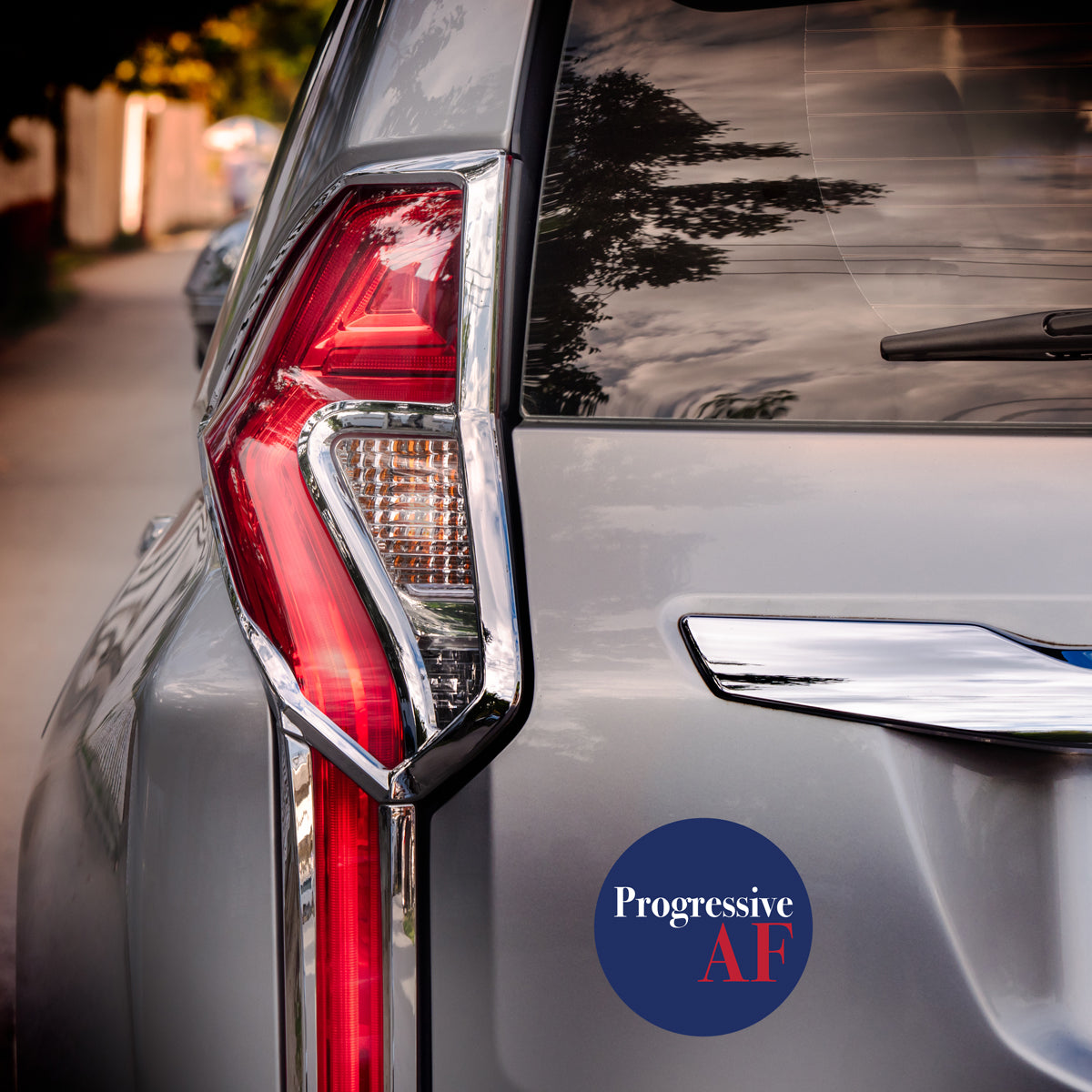 progressive af car magnet on a vehicle