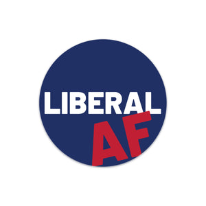 liberal af round bumper sticker