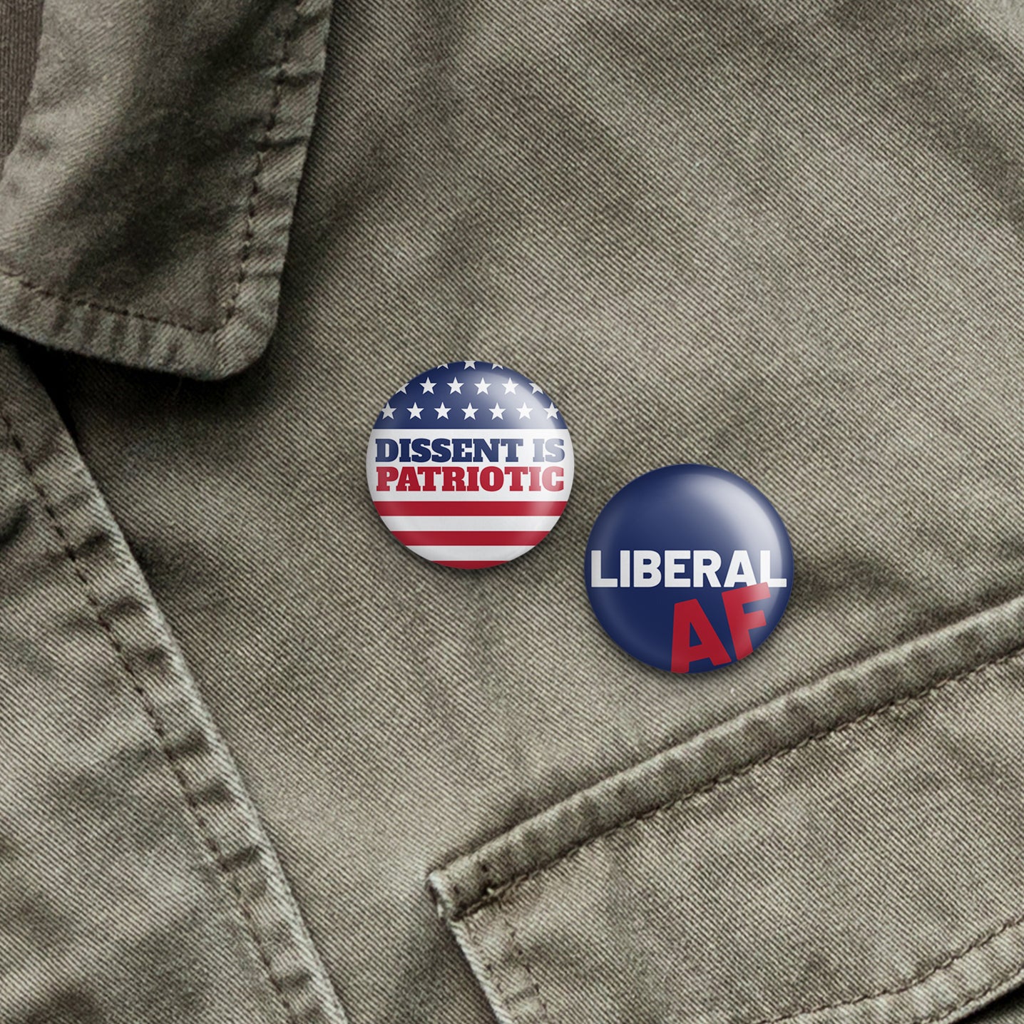 liberal af buttons on denim jacket